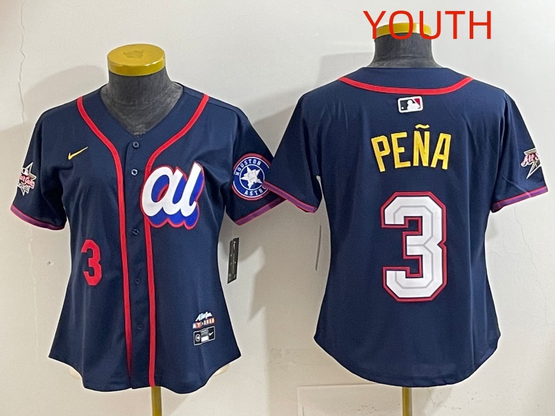Youth 2025 Houston Astros #3 Pena dark Blue All star Nike MLB Jersey style 015->youth mlb jersey->Youth Jersey
